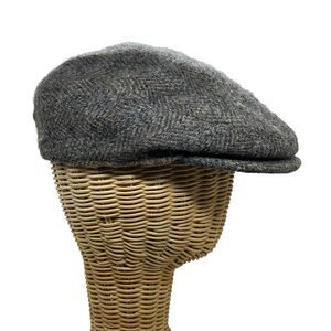 Harris Tweed Wool Cabbie Hat Applejack Size 6 3/4 Made In Scotland Vintage Holes